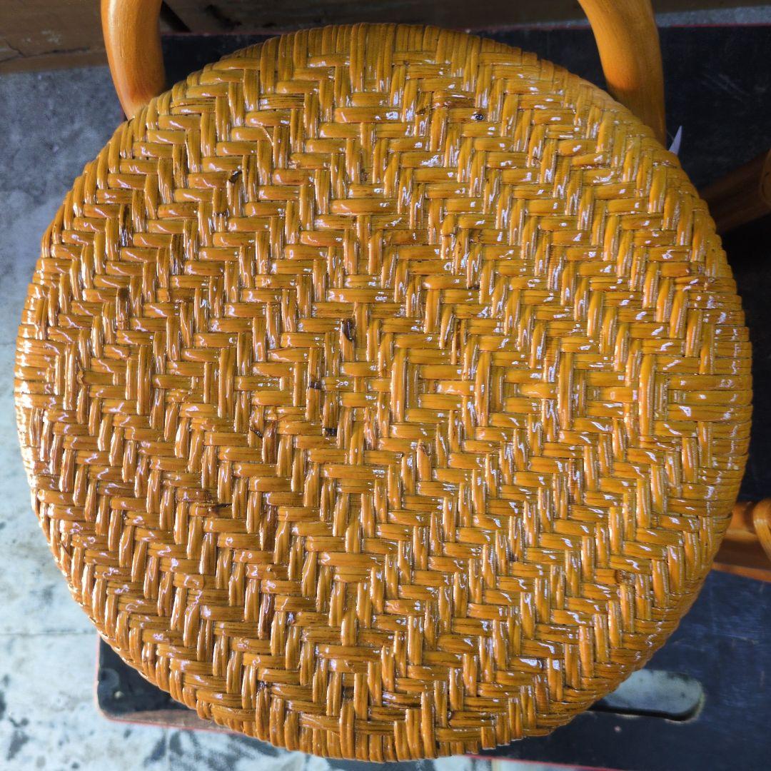 2脚セット　スタッキング籐スツール