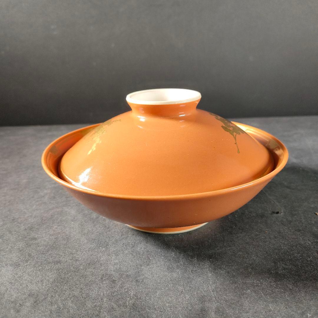 C11-3/素明 銘/金彩京焼蓋茶碗10客組/小鉢/蓋物/茶碗/飾皿/懐石料理