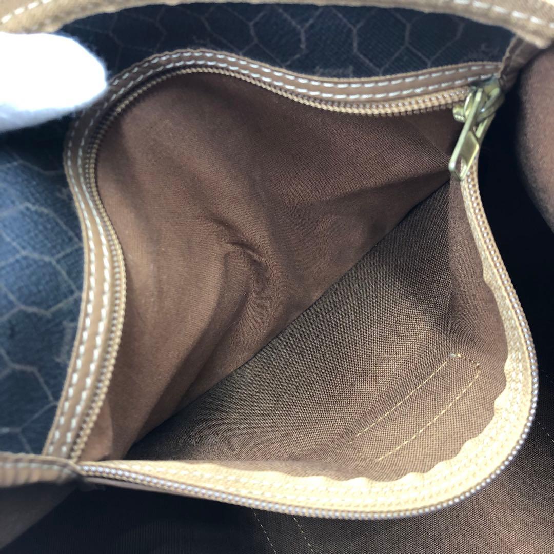 極美品 ディオール 特大 ボストンバッグ 大容量 ハニカム PVC レザー 茶系