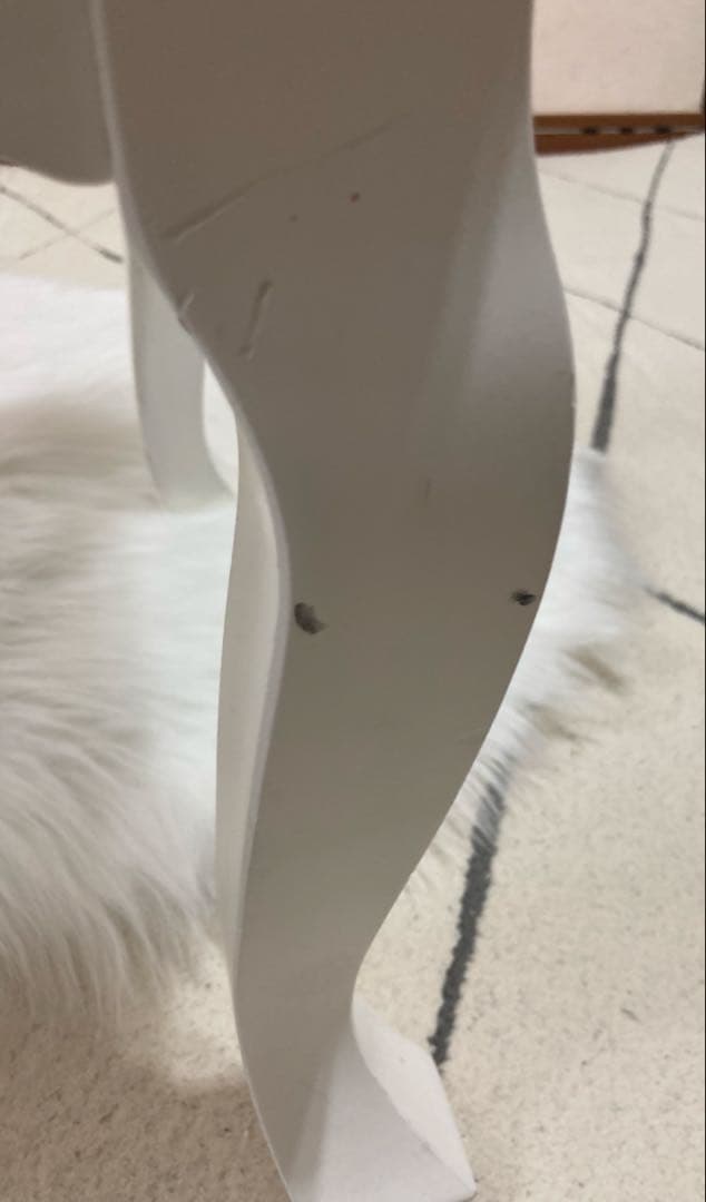 ホワイト 姫系家具 猫足 ロココ調ガラスローテーブル 横幅75cm 引き取りも可