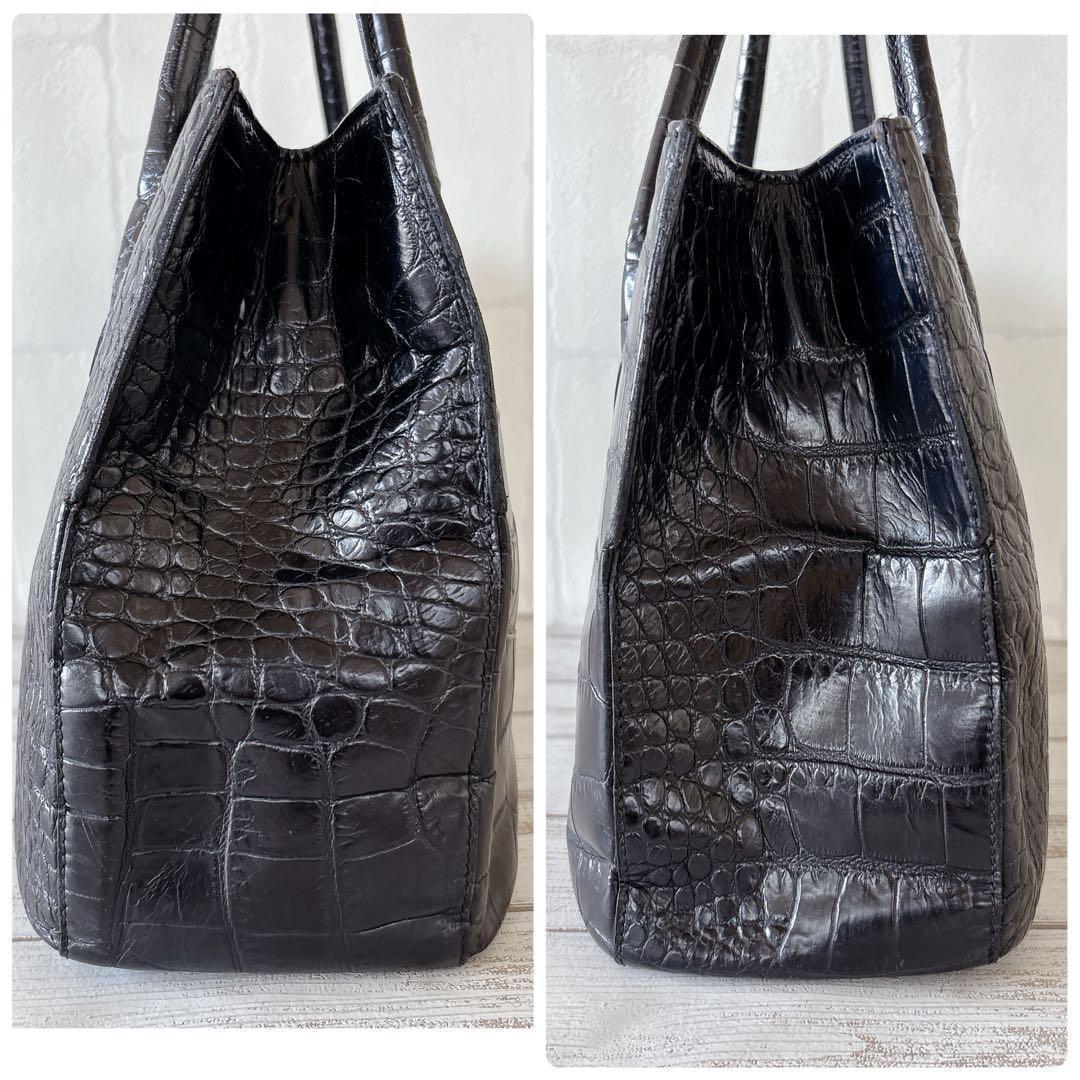美品✨フルラ FURLA トートバッグ ビジネス 肩掛け クロコ型押し 黒