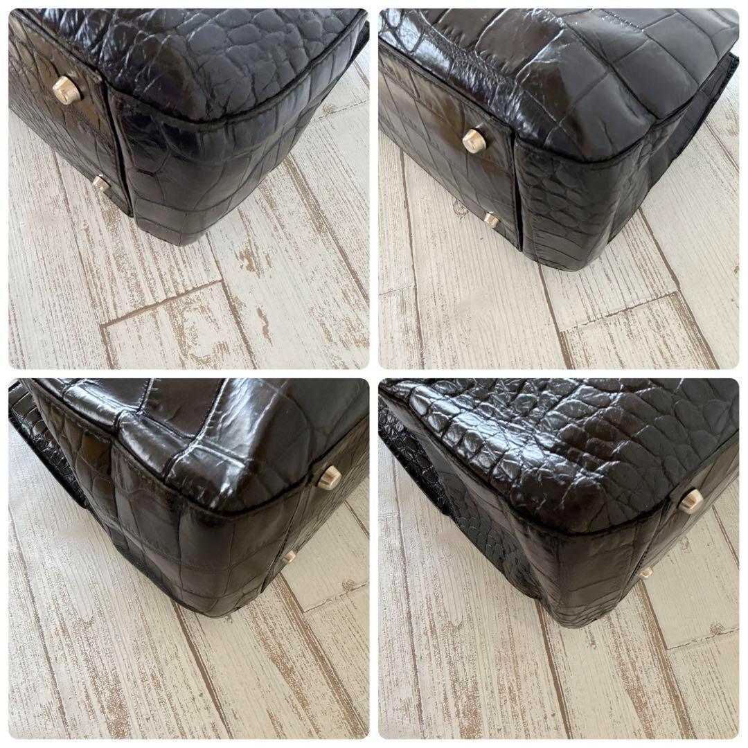 美品✨フルラ FURLA トートバッグ ビジネス 肩掛け クロコ型押し 黒