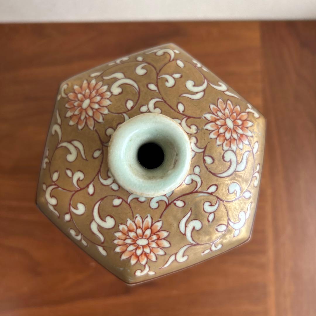 有田焼 円左エ門 美人絵 六角瓶 花瓶 高さ約26cm／飾り壺／インテリア