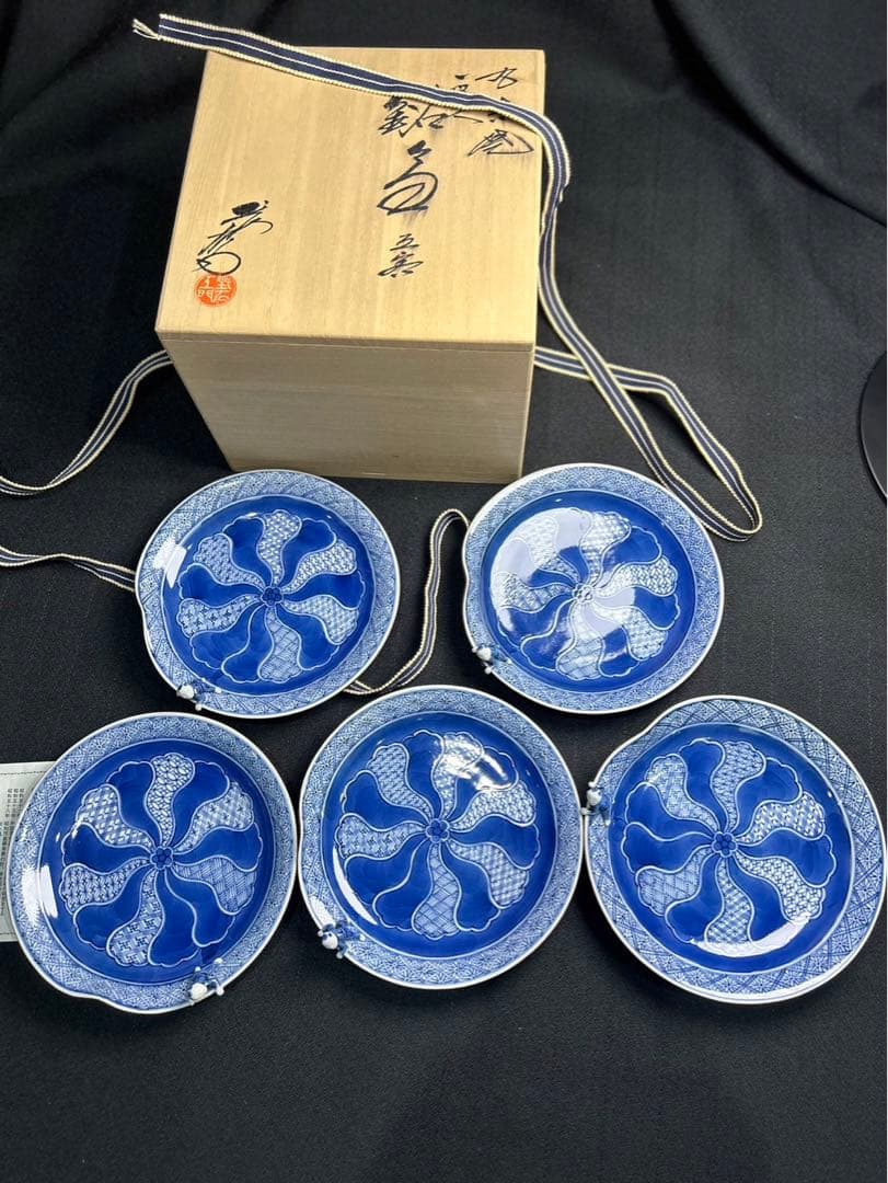 九谷焼　上出長右衛門窯　一閑人　銘々皿　5客