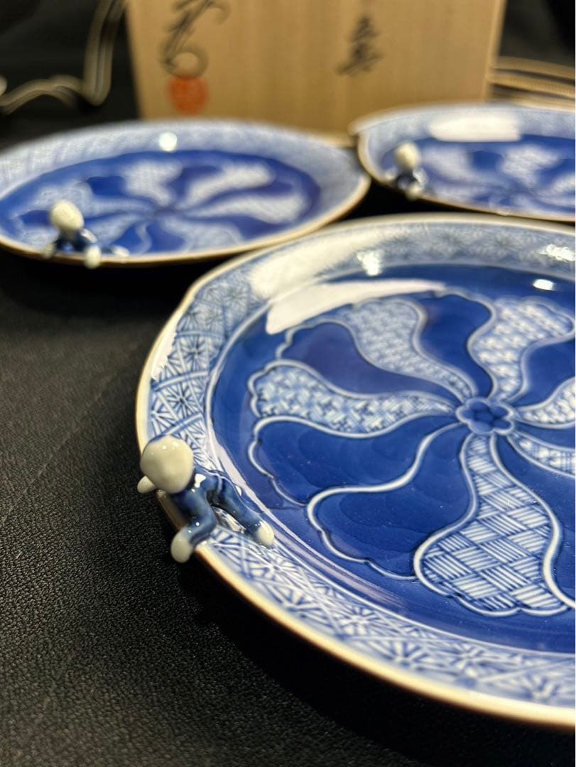 九谷焼　上出長右衛門窯　一閑人　銘々皿　5客