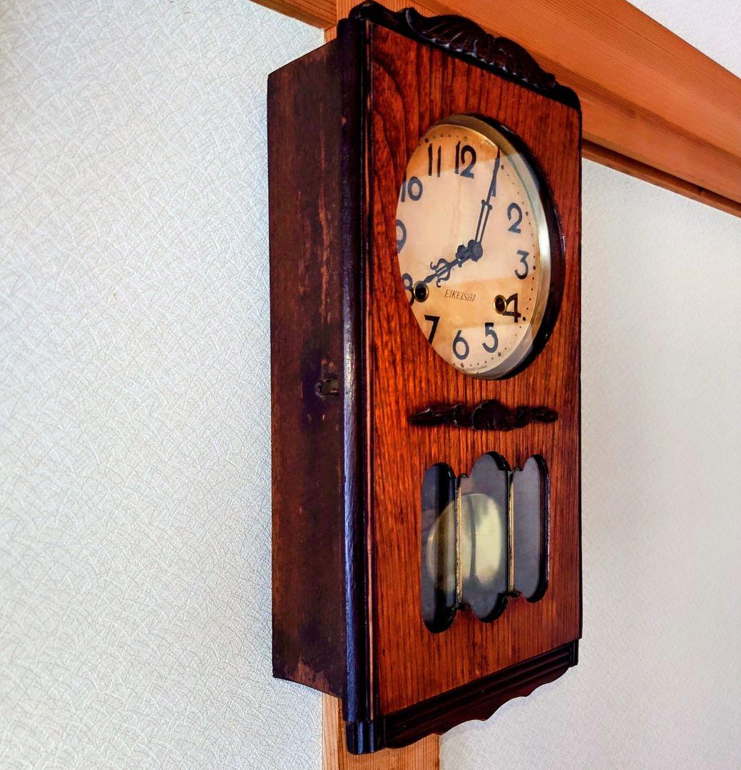 〈完動・美品〉栄計舎　 OCCUPIED JAPAN　箱型ゼンマイ振り子時計