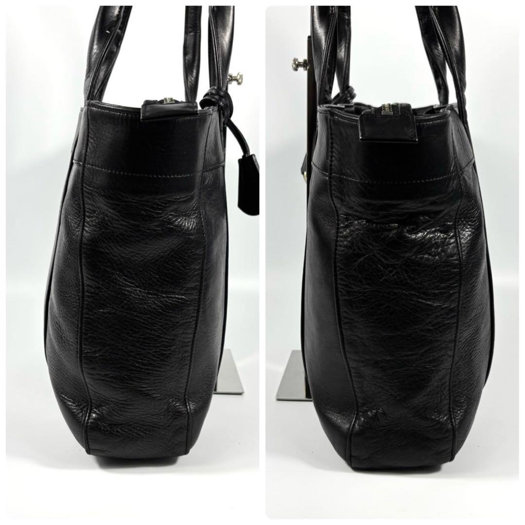 ✨極美品✨アニアリ トートバッグ アンティークレザー A4可 カモフラ ブラック