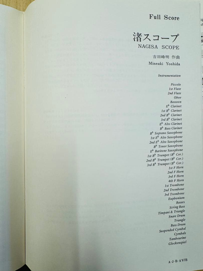 風紋/渚スコープ　吹奏楽スコア/パート譜