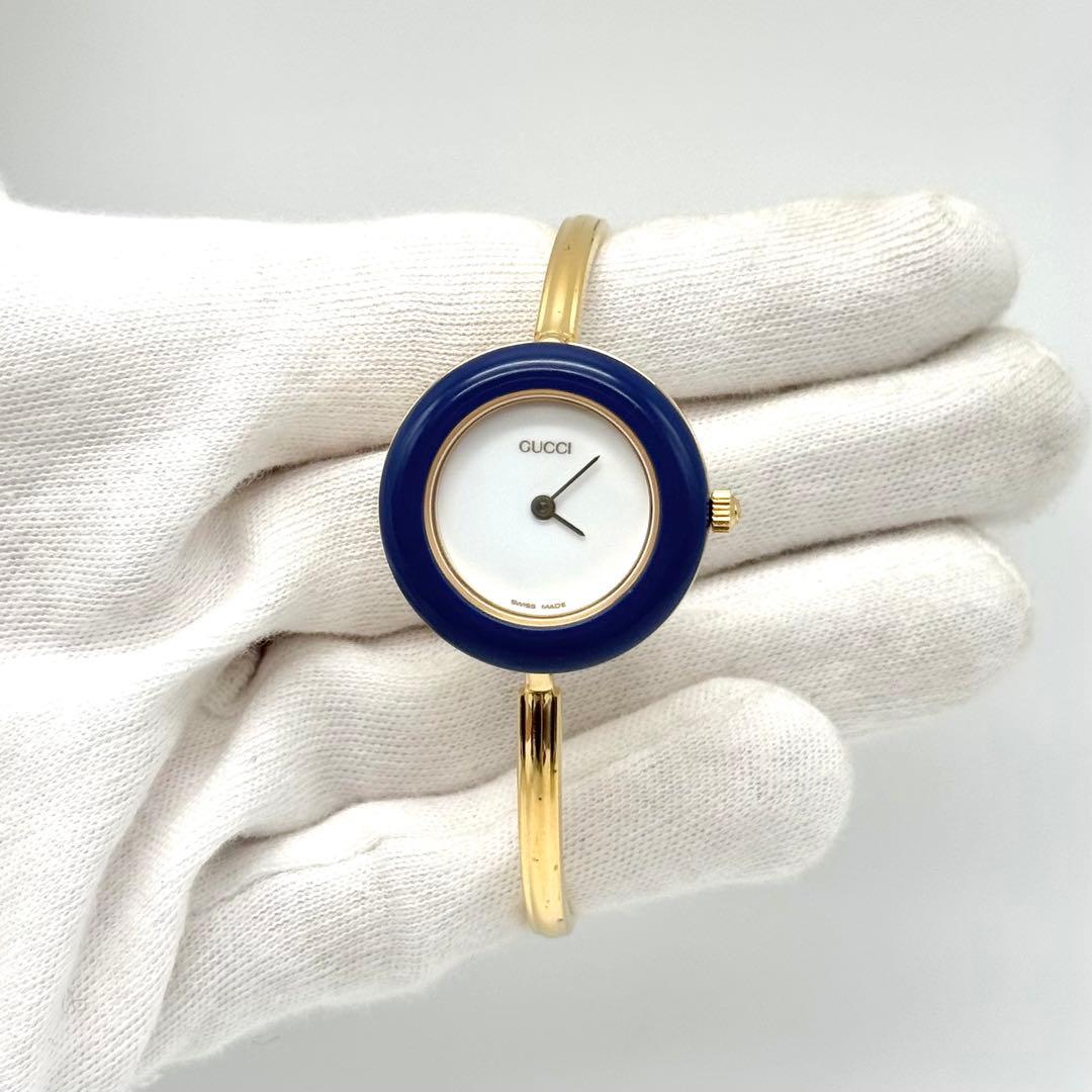 箱付き美品 GUCCI 腕時計 チェンジベゼル レディース ゴールド 12色