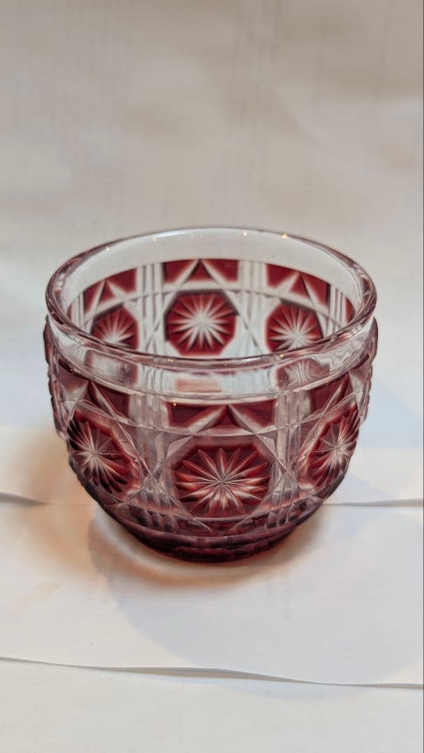 薩摩切子　猪口　八角籠目　刻印あり　ぐい呑み　島津　薩摩十字　訳あり