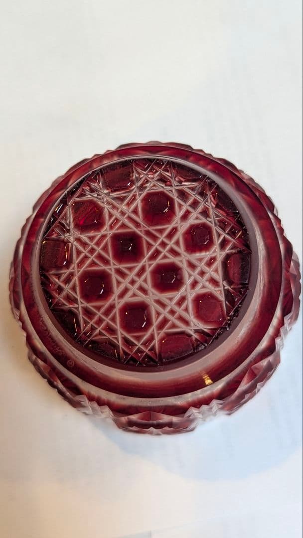 薩摩切子　猪口　八角籠目　刻印あり　ぐい呑み　島津　薩摩十字　訳あり