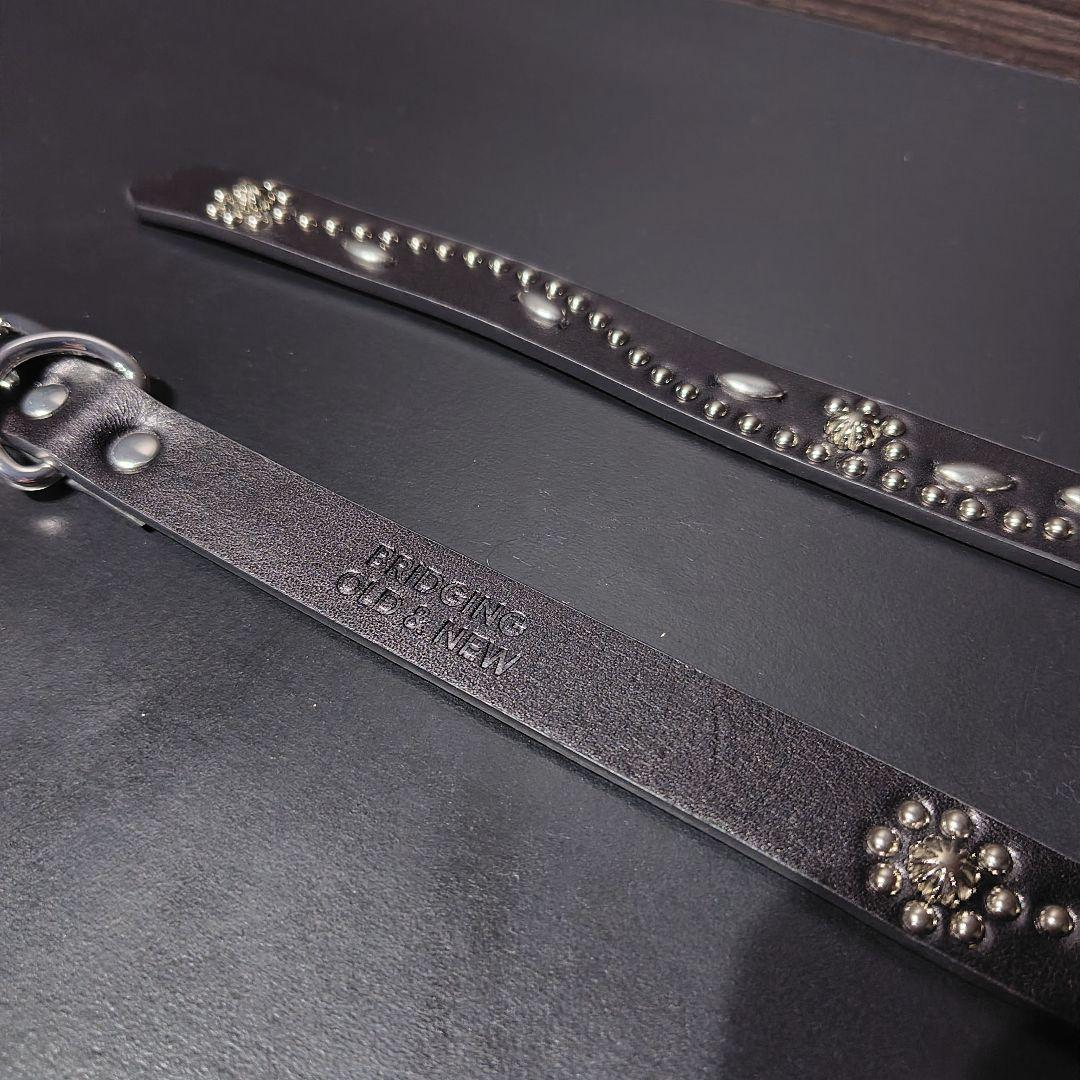 フラワー銀■本革レザーフルスタッズナローベルト☆アメカジ古着ヴィンテージキムタク