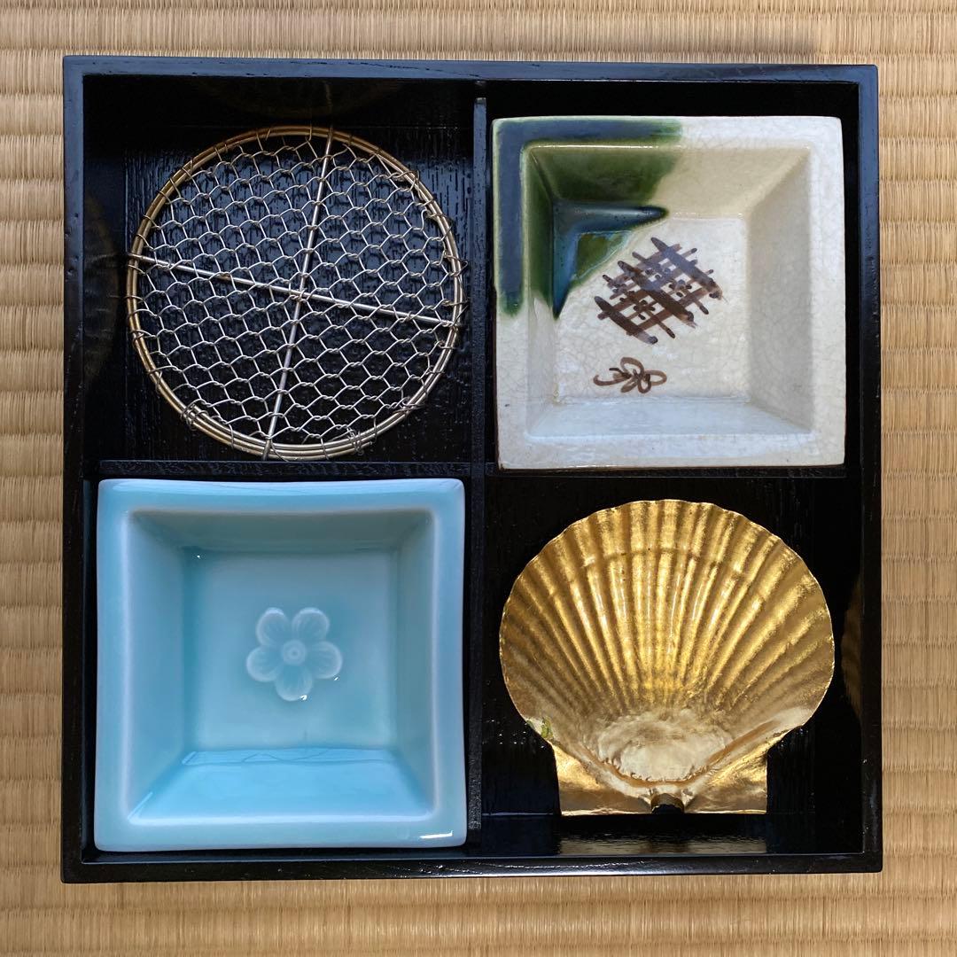 お値下げ松花堂弁当　金箔貝皿付き　五客　Ｂ