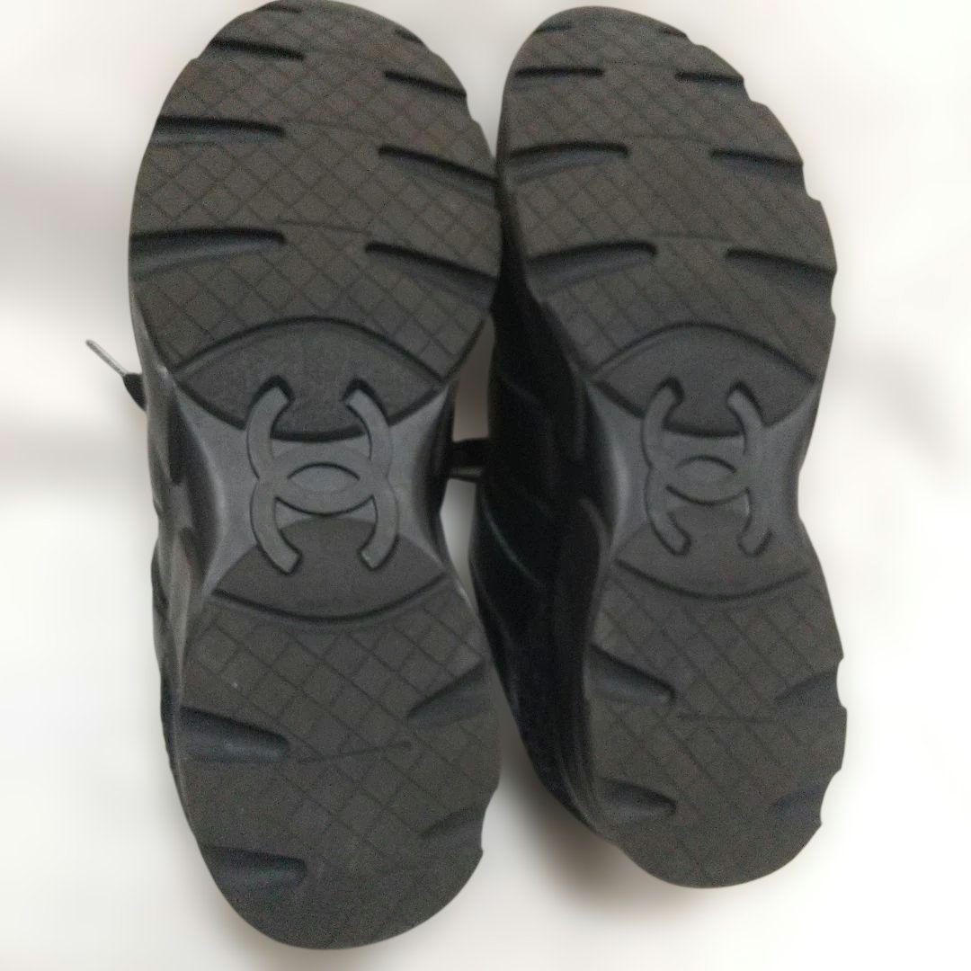 美品 CHANEL ブラック レザースニーカー 37 (24cm)
