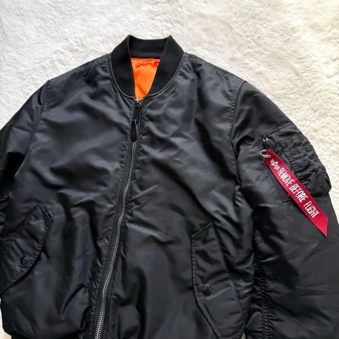 ✨MA-1！ALPHA INDUSTRIES L ブラック リバーシブル 短丈