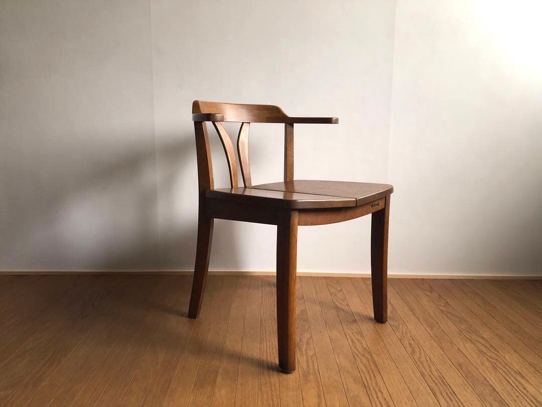 飛騨家具 浜本工芸 アームチェア① 肘掛け 安楽椅子 楢無垢材 昭和レトロ 民芸