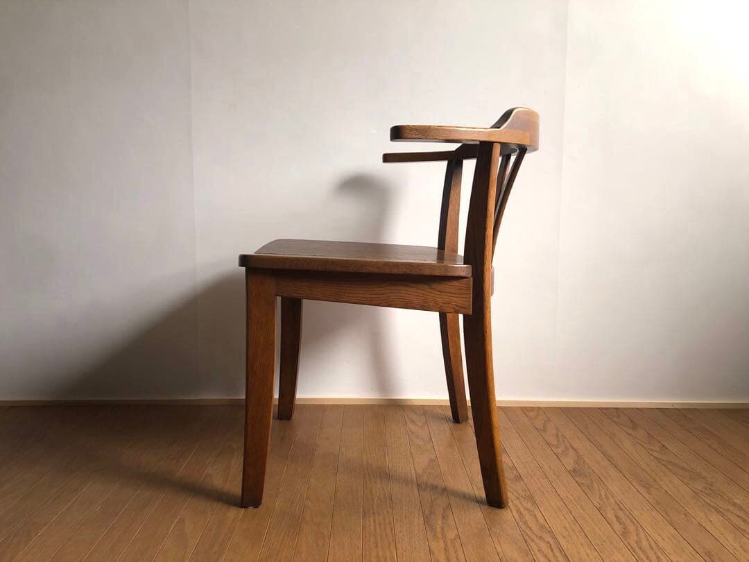 飛騨家具 浜本工芸 アームチェア① 肘掛け 安楽椅子 楢無垢材 昭和レトロ 民芸