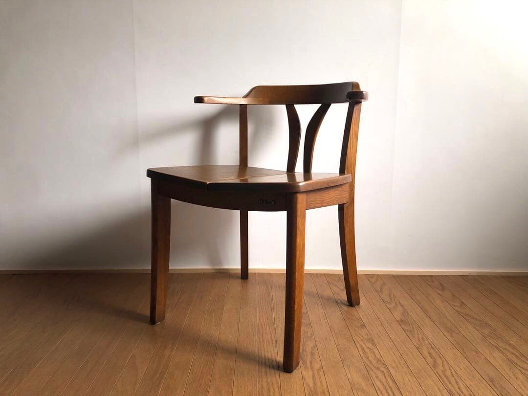 飛騨家具 浜本工芸 アームチェア① 肘掛け 安楽椅子 楢無垢材 昭和レトロ 民芸