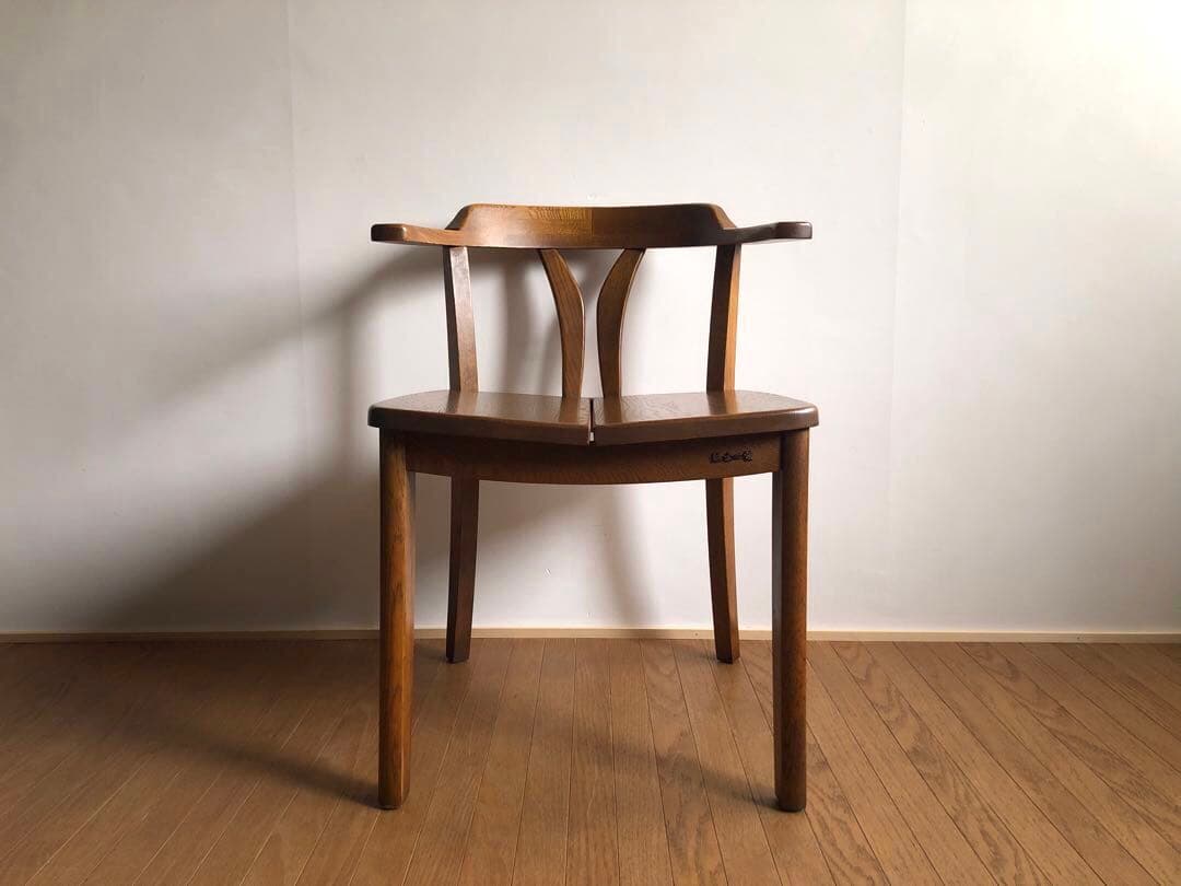 飛騨家具 浜本工芸 アームチェア① 肘掛け 安楽椅子 楢無垢材 昭和レトロ 民芸