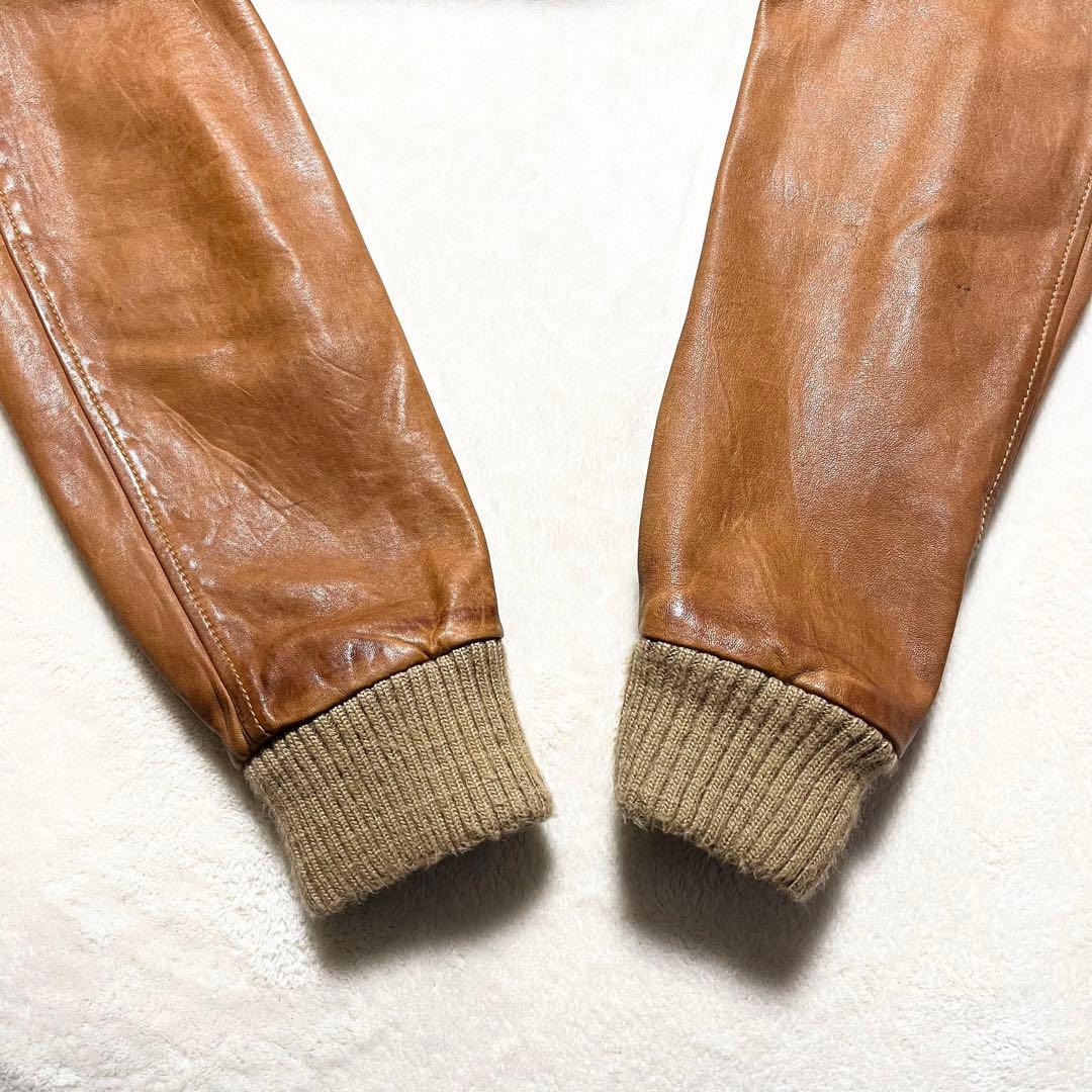 【希少】GIORGIO BRATO☆ライダース☆ファー付き☆羊革☆ブラウン☆48