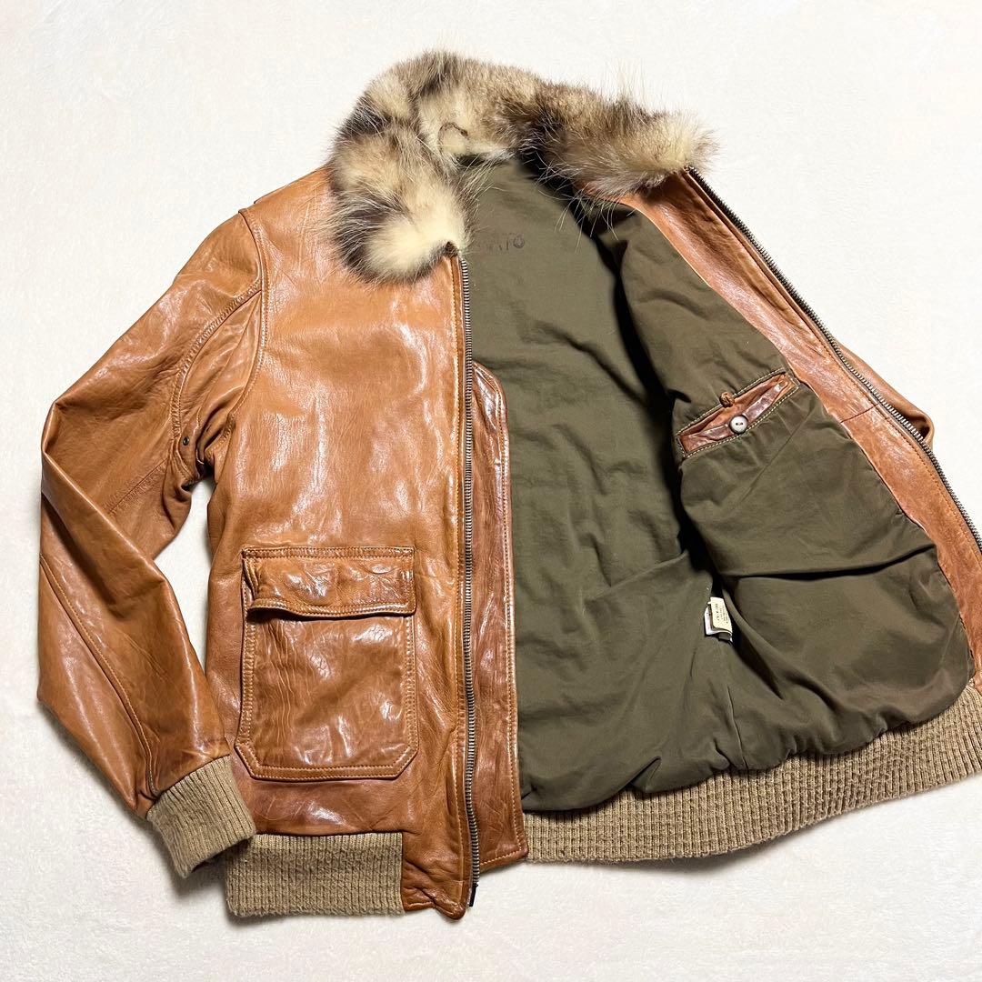 【希少】GIORGIO BRATO☆ライダース☆ファー付き☆羊革☆ブラウン☆48