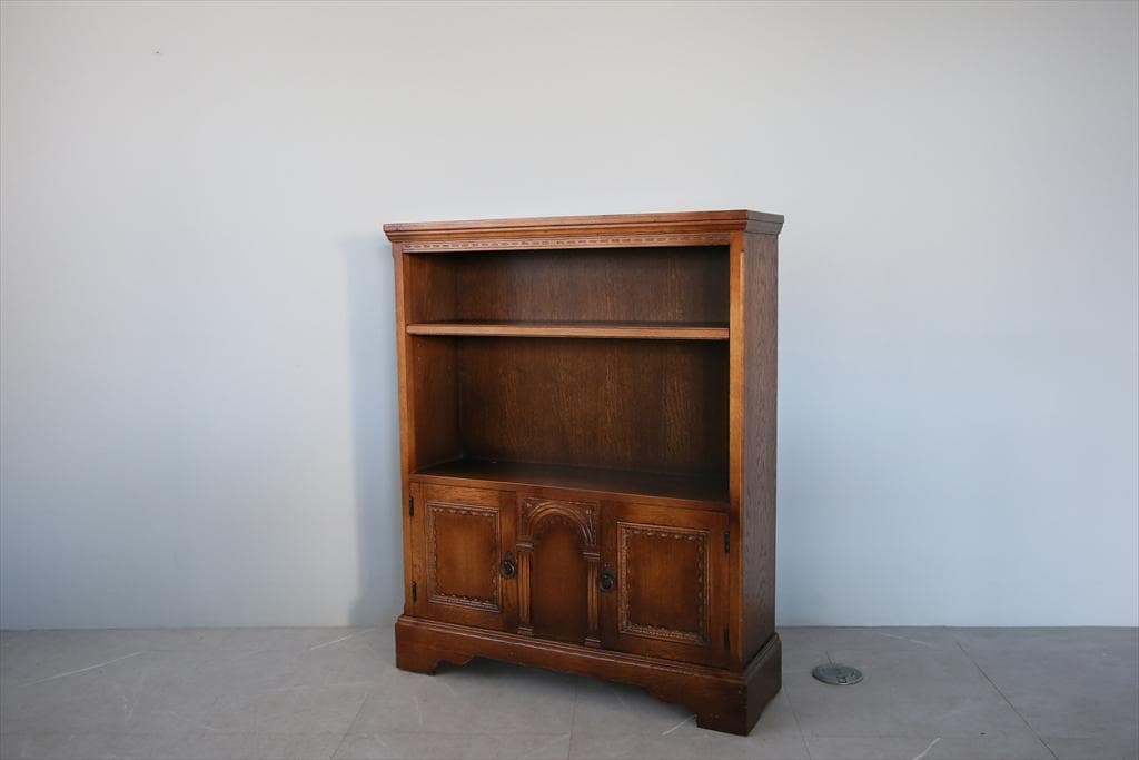 英国アンティーク木製ブックシェルフ/本棚/食器棚/飾り棚/収納ラック92-234