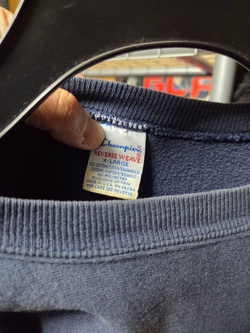 90's チャンピオン リバースウィーブ ネイビー　カレッジロゴ　スウェット