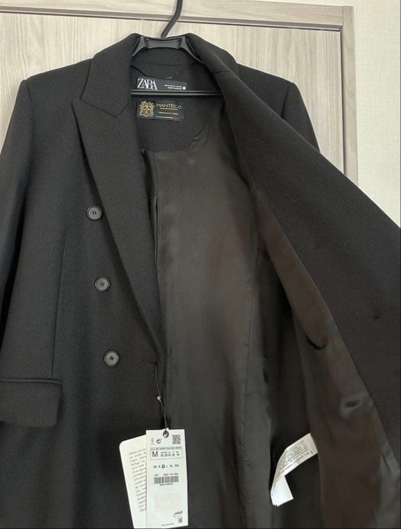 【MANTECO社コラボ】ZARA ブラック ダブルブレスト ロングコート M