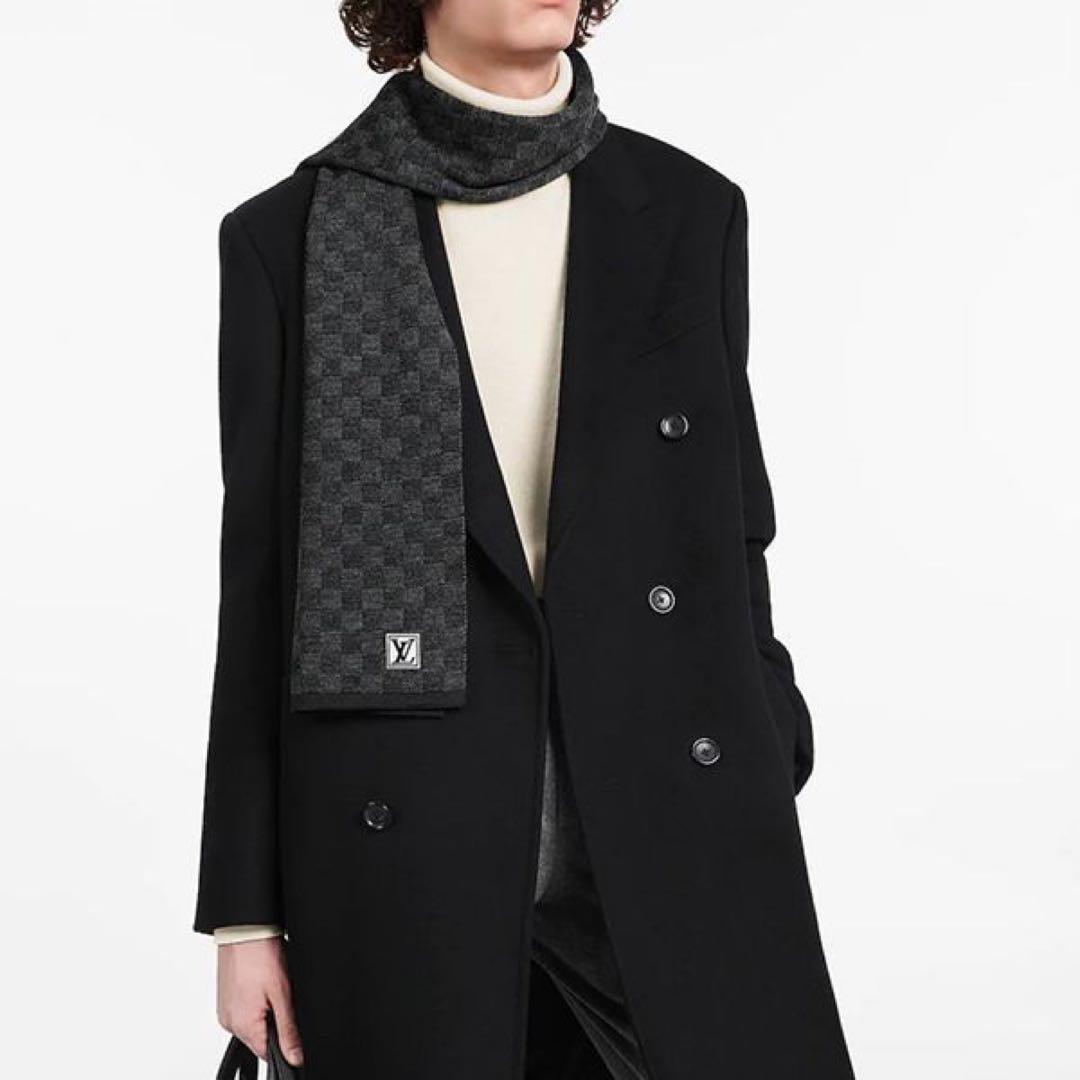 新品箱紙袋付❗️LVロゴマフラー✨ヴィトンマフラー❗️ヴィトン　マフラー　ダミエ