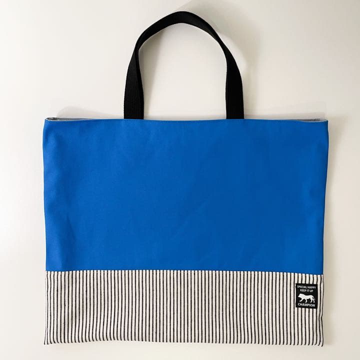 M4-ブルーストライプ　男の子レッスンバッグ体操着袋上履き入れ入園入学セット