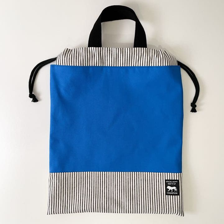 M4-ブルーストライプ　男の子レッスンバッグ体操着袋上履き入れ入園入学セット