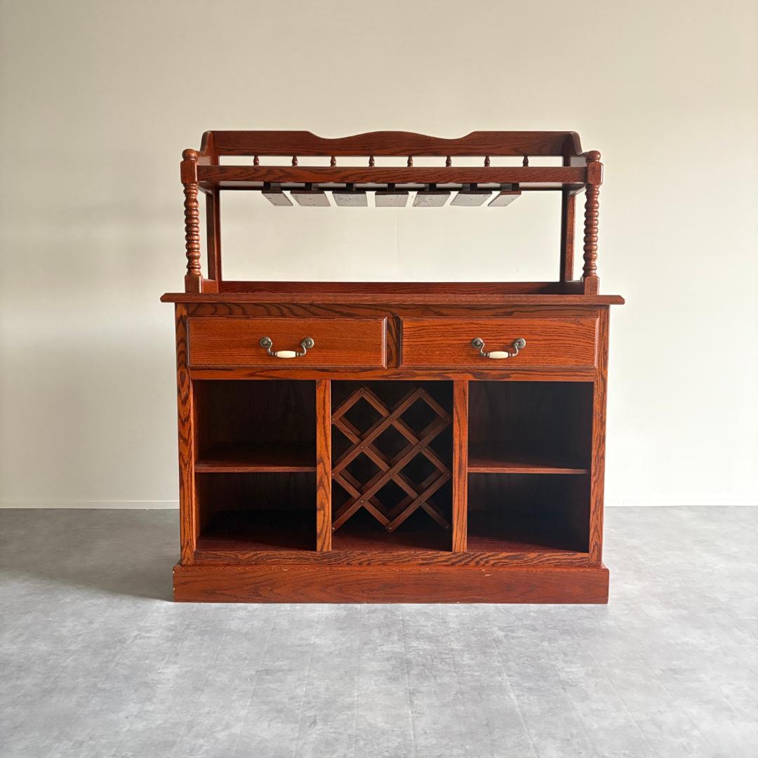 ヴィンテージ　ワインキャビネット 　グラスホルダー＆ボトルラック収納