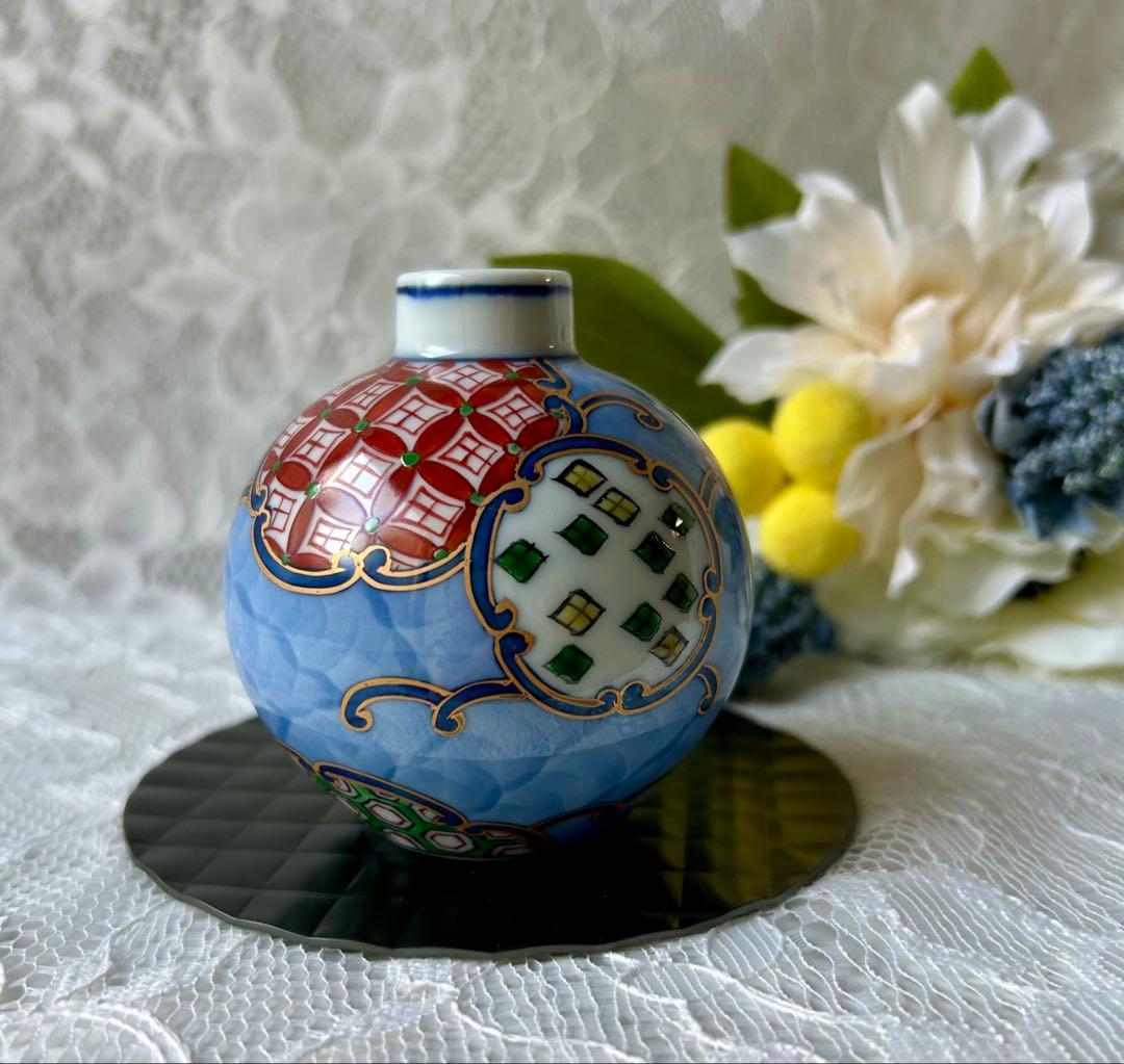 ❇︎新品・未使用　源右衛門花瓶　染錦間取地紋　小花瓶