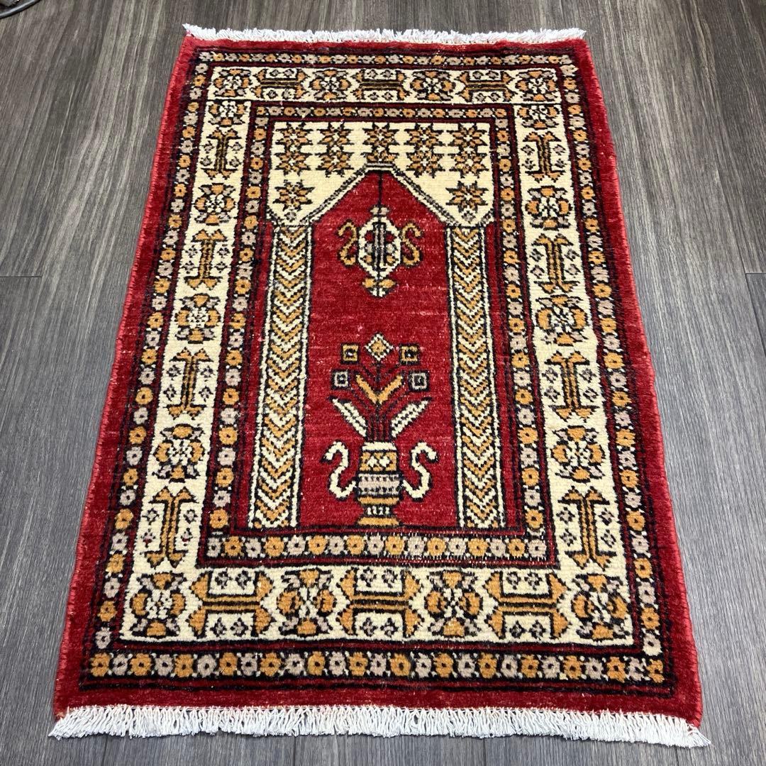 98x64cmヴィンテージ トライバルラグ手織り絨毯カシミリヤンアンテイーク絨毯