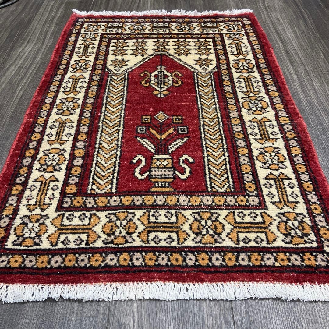 98x64cmヴィンテージ トライバルラグ手織り絨毯カシミリヤンアンテイーク絨毯