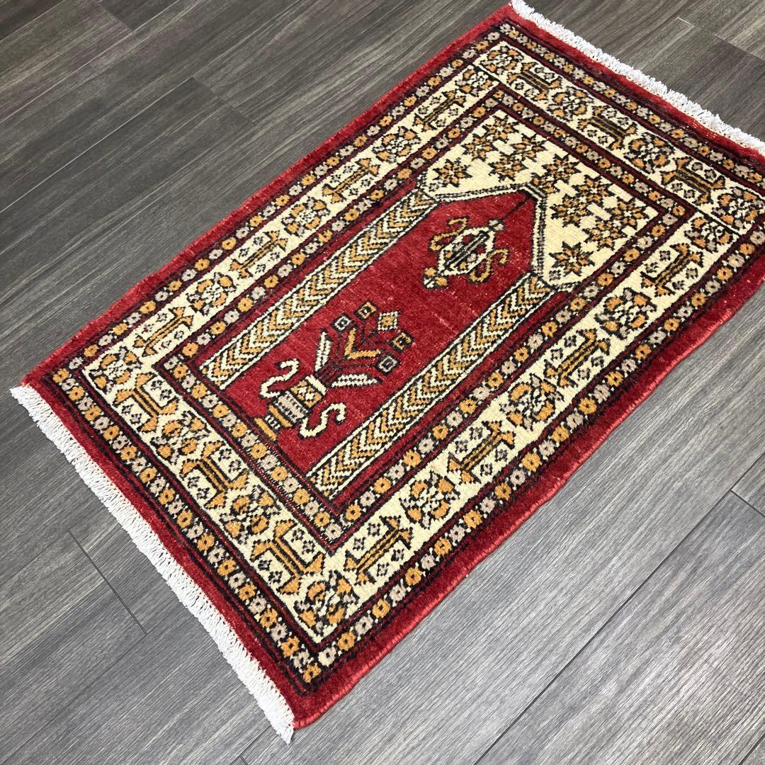 98x64cmヴィンテージ トライバルラグ手織り絨毯カシミリヤンアンテイーク絨毯