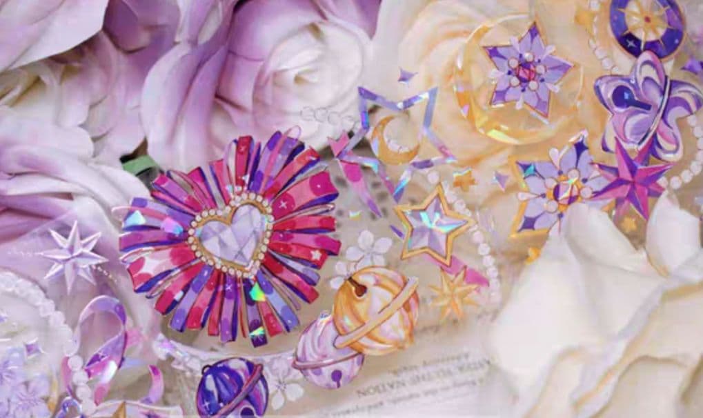 巻売 490★ 海外 マスキングテープ マステ PET 装飾 リボン 星 贝壳光