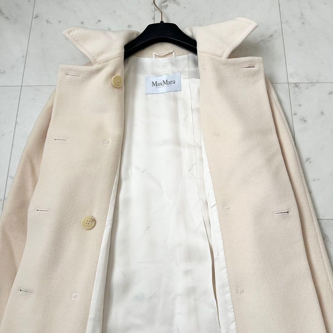 カシミヤ混❤️MaxMara 最高級ライン　ロングコート　ダブル　ホワイト　L