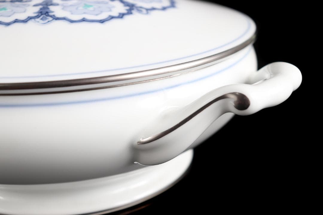 大倉陶園 呉須正倉院 スープチュリーン ソースボートプラチナ彩ハンドペイント