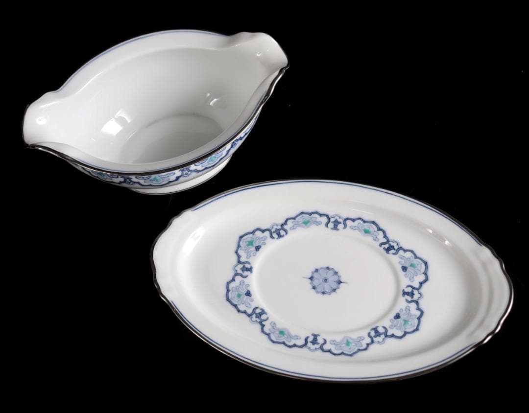 大倉陶園 呉須正倉院 スープチュリーン ソースボートプラチナ彩ハンドペイント