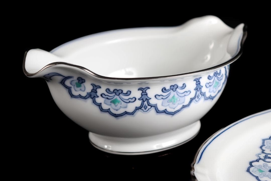 大倉陶園 呉須正倉院 スープチュリーン ソースボートプラチナ彩ハンドペイント