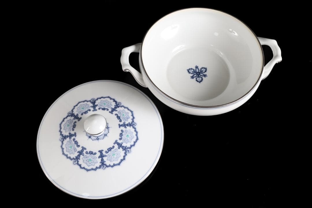 大倉陶園 呉須正倉院 スープチュリーン ソースボートプラチナ彩ハンドペイント