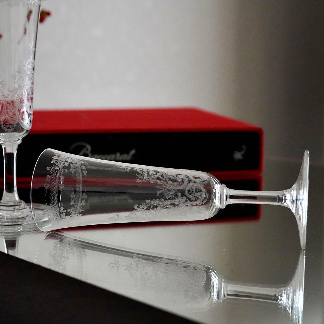 希少★オールド バカラ ラファイエット★シャンパンフルート グラス ペアB★美品