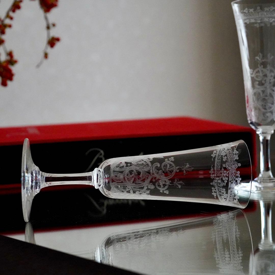 希少★オールド バカラ ラファイエット★シャンパンフルート グラス ペアB★美品