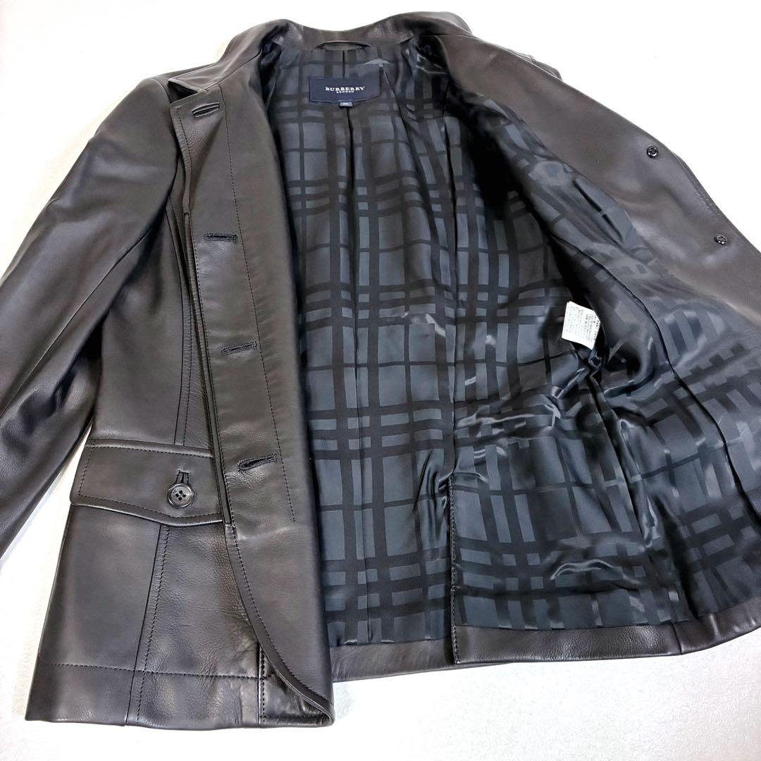 美品 BURBERRY LONDON ラムレザー ジャケット　テーラード 黒