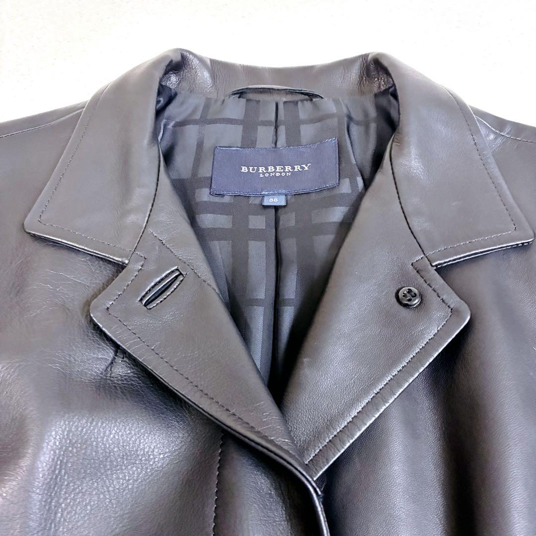 美品 BURBERRY LONDON ラムレザー ジャケット　テーラード 黒