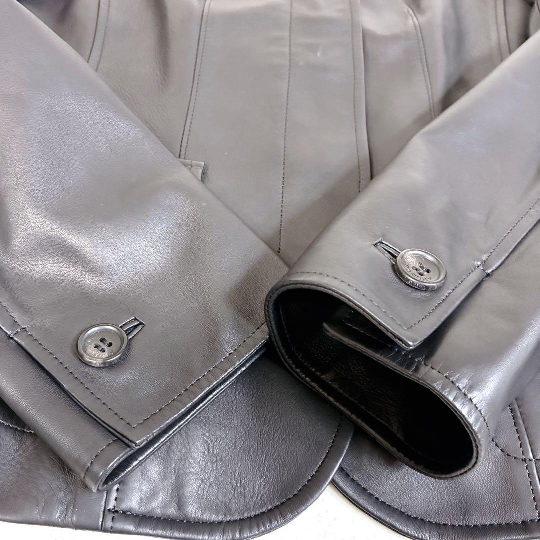 美品 BURBERRY LONDON ラムレザー ジャケット　テーラード 黒