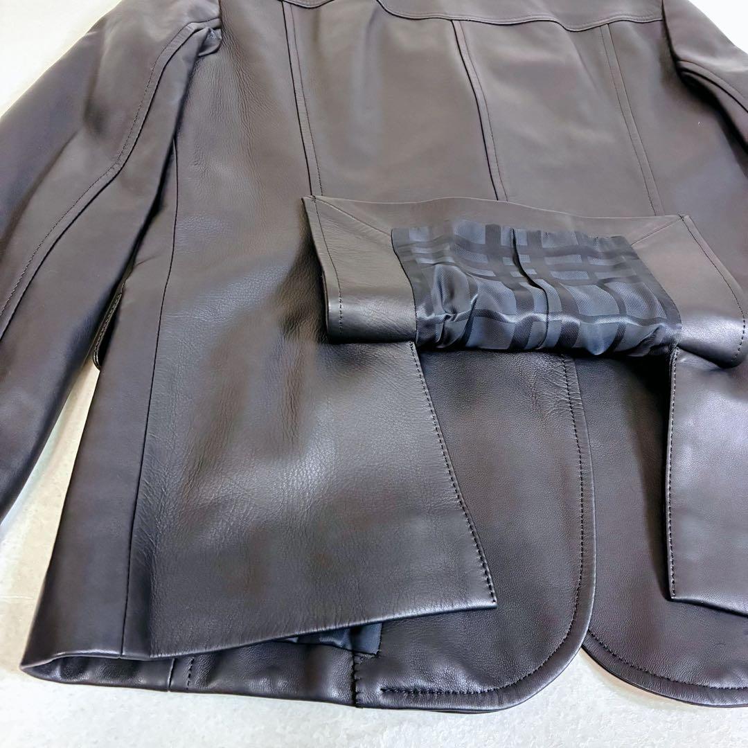 美品 BURBERRY LONDON ラムレザー ジャケット　テーラード 黒