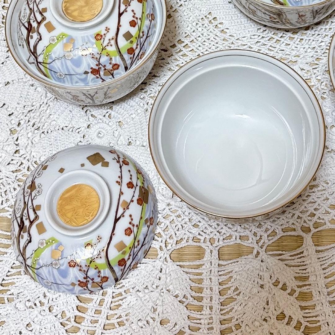 603未使用　庫山窯　煮物椀　蓋付きどんぶり揃　5客セット　蓋付煮物椀　丼