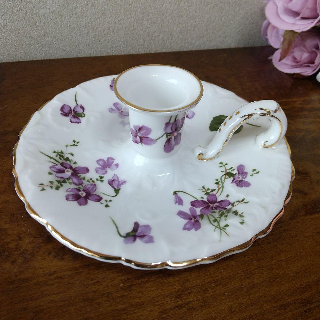 ハマースレイ ビクトリアンバイオレット キャンドルスタンド 平型